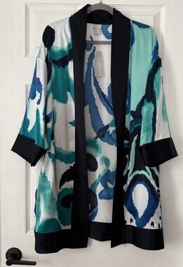 Chico's Travelers New Women's Scroll Print Kimono Jacket Agate Size S/M